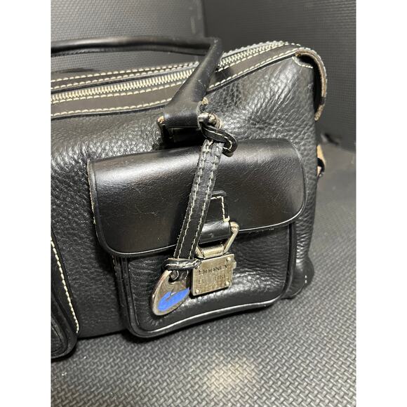 Dooney & Bourke Leather Satchel Double Handle 2 Front Pocket Black Purse Black - Picture 2 of 14